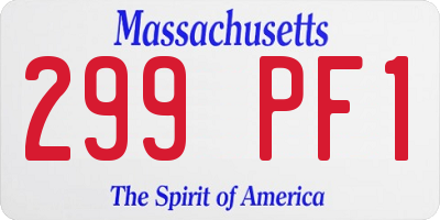MA license plate 299PF1