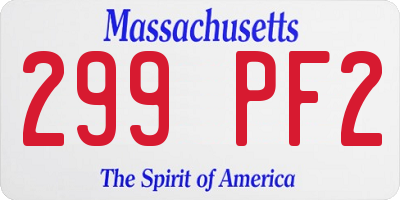 MA license plate 299PF2