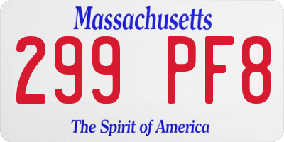 MA license plate 299PF8