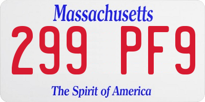 MA license plate 299PF9