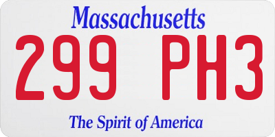 MA license plate 299PH3