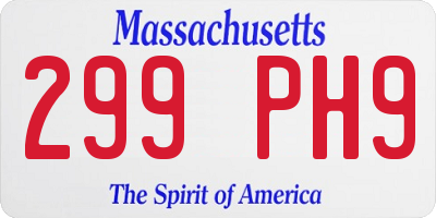 MA license plate 299PH9