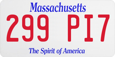 MA license plate 299PI7