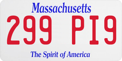 MA license plate 299PI9