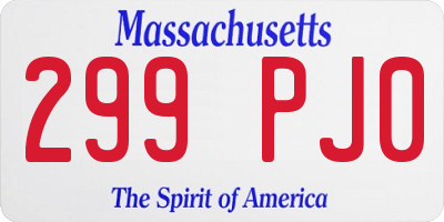 MA license plate 299PJ0