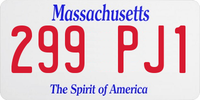 MA license plate 299PJ1