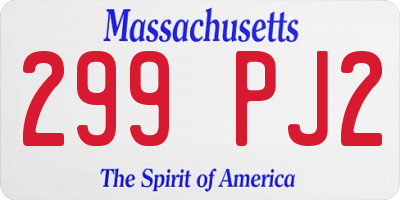 MA license plate 299PJ2