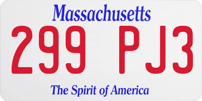 MA license plate 299PJ3