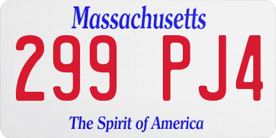 MA license plate 299PJ4