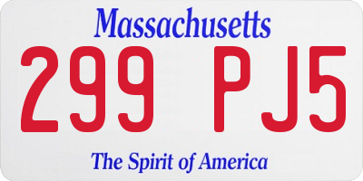 MA license plate 299PJ5