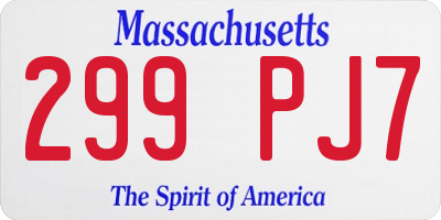 MA license plate 299PJ7