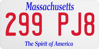 MA license plate 299PJ8