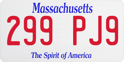 MA license plate 299PJ9