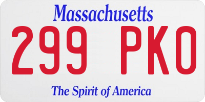 MA license plate 299PK0