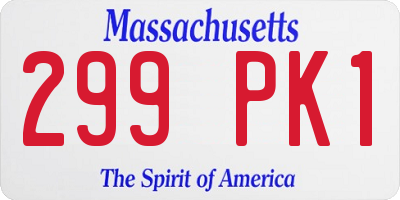 MA license plate 299PK1