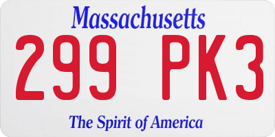 MA license plate 299PK3