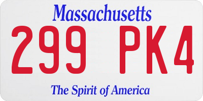 MA license plate 299PK4
