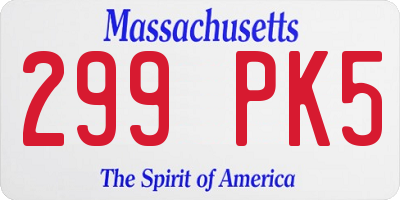 MA license plate 299PK5