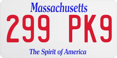 MA license plate 299PK9