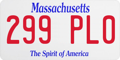 MA license plate 299PL0