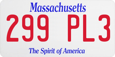 MA license plate 299PL3
