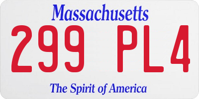 MA license plate 299PL4