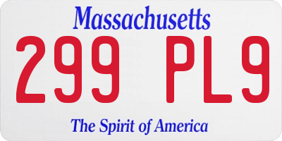 MA license plate 299PL9