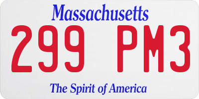MA license plate 299PM3