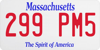 MA license plate 299PM5