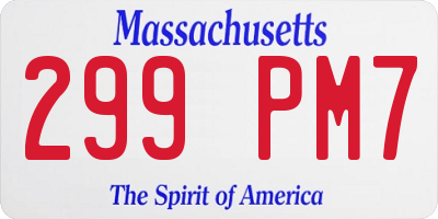 MA license plate 299PM7
