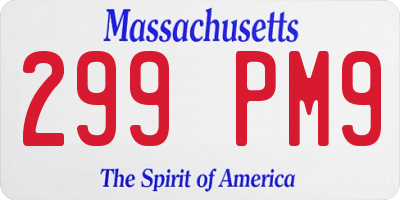 MA license plate 299PM9