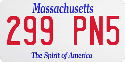 MA license plate 299PN5