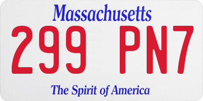 MA license plate 299PN7