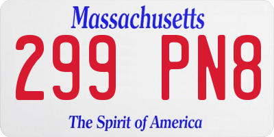 MA license plate 299PN8