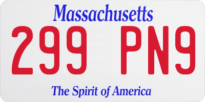 MA license plate 299PN9