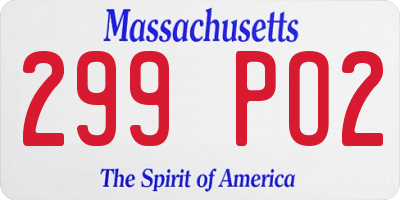 MA license plate 299PO2