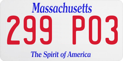 MA license plate 299PO3