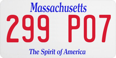 MA license plate 299PO7