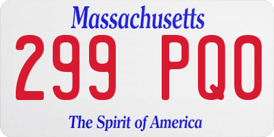 MA license plate 299PQ0