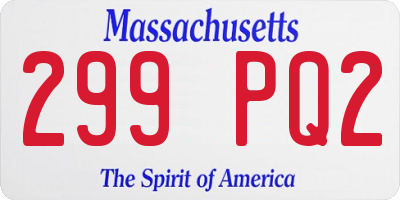 MA license plate 299PQ2