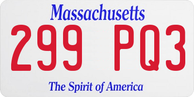 MA license plate 299PQ3