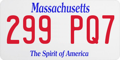 MA license plate 299PQ7