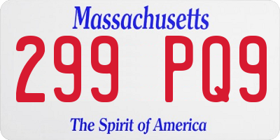 MA license plate 299PQ9