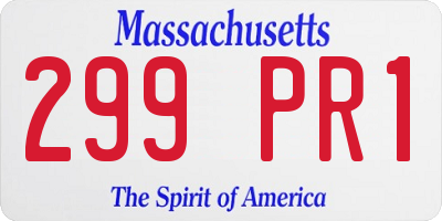 MA license plate 299PR1