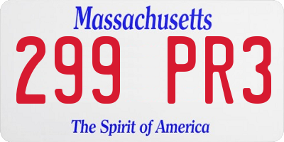 MA license plate 299PR3