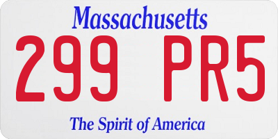 MA license plate 299PR5