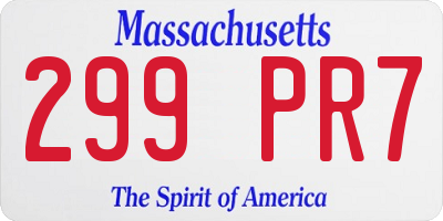 MA license plate 299PR7