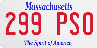 MA license plate 299PS0