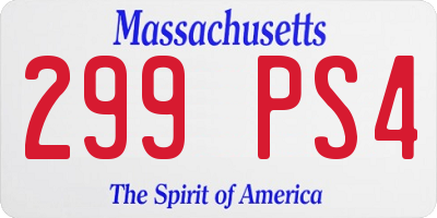 MA license plate 299PS4