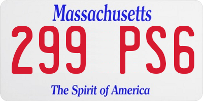 MA license plate 299PS6